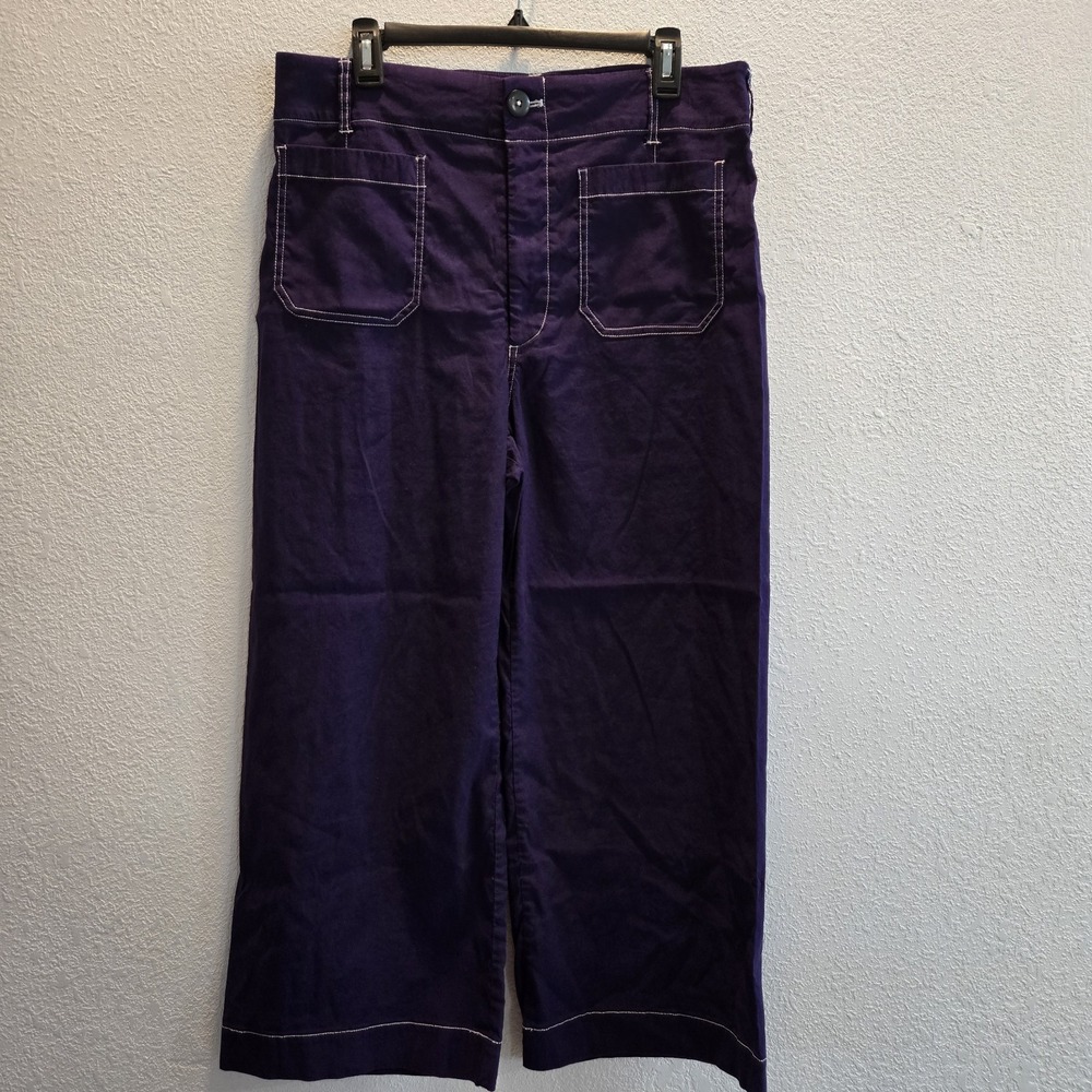 Maeve by Anthropologie "The Colette" wide leg cropped pants in a vibrant purple